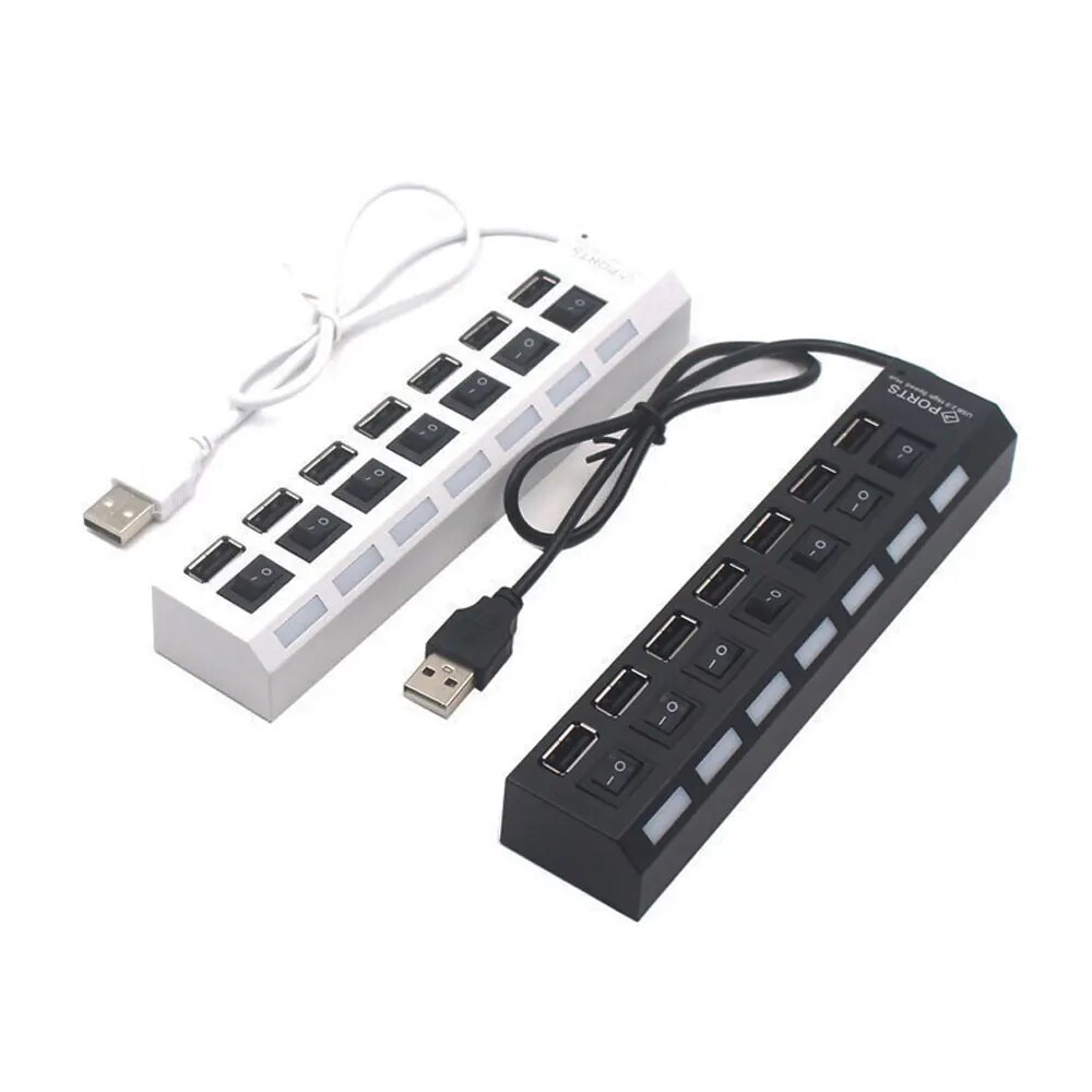 USB-hubsplitter met individuele schakelaar USB 4/7-poortsplitter Individuele schakelaar USB-adapterhub Multi-poorts stopcontact Aangedreven AAN/UIT