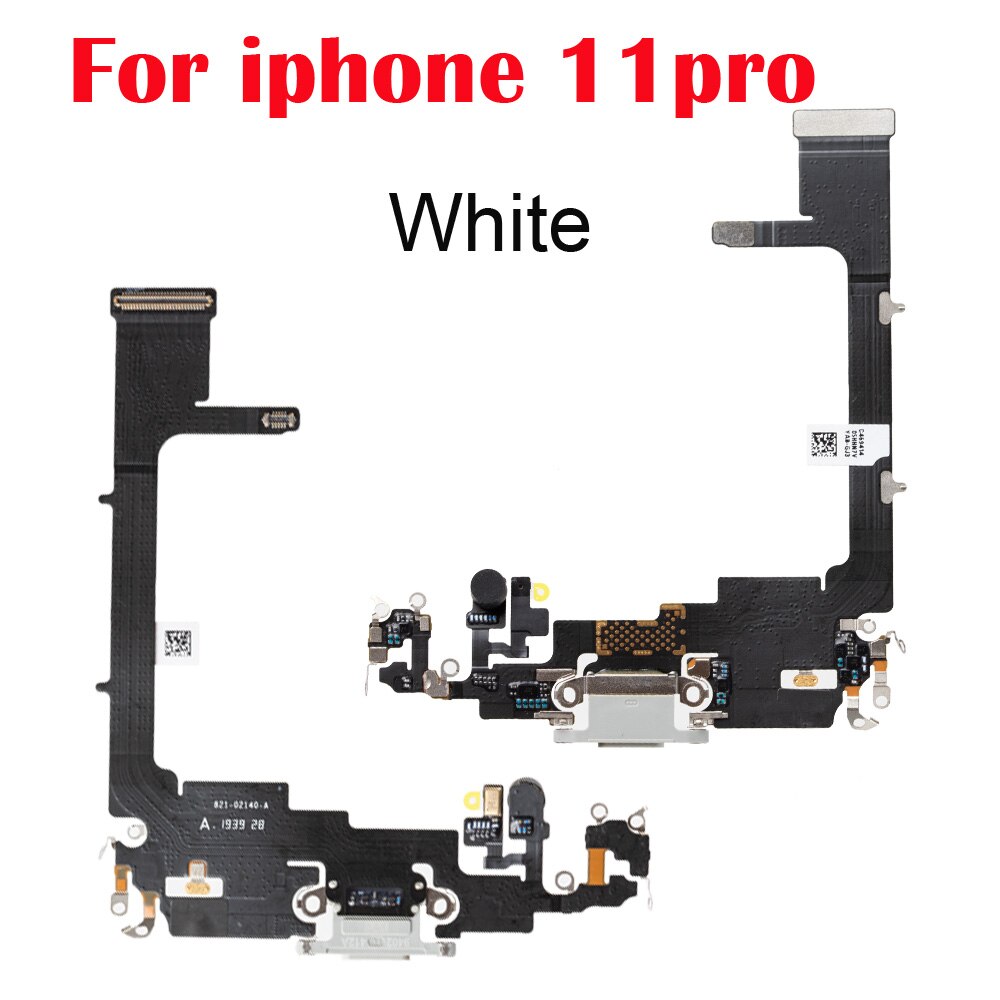 1pcs USB Charging Charger Port Flex Cable For iPhone 11 12 pro Max mini Dock Charger Connector With Microphone Flex Replacement: for 11pro white