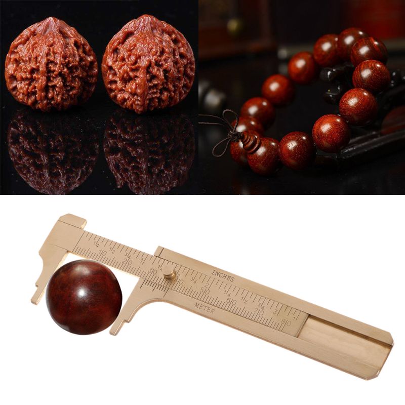 Mini calibre deslizante de latón Vernier calibrador 80mm 3,25 pulgadas regla de bolsillo doble escala