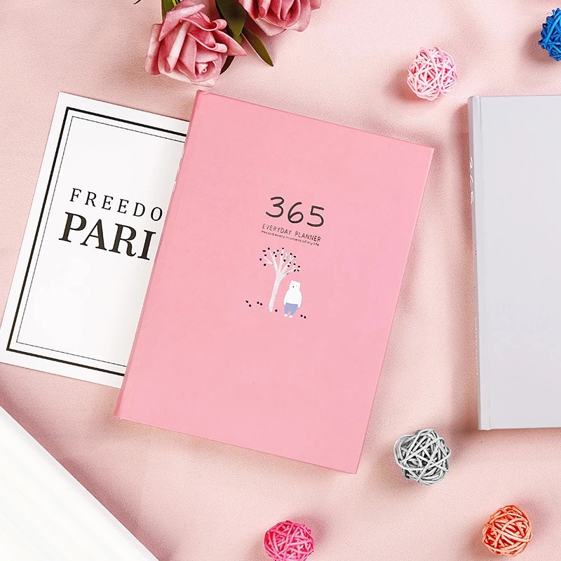 Notebook Kawaii Stationery Diary Notebook School Office Notebook 365 Days Yearly Monthly Daily Planner Organizer