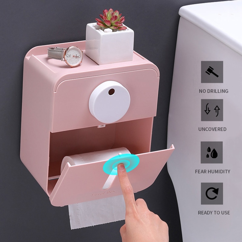 Toilet Paper Roll Holder Towel Holder Wall Mounted WC Roll Paper Stand Case Waterproof Drawer Bathroom Accessories