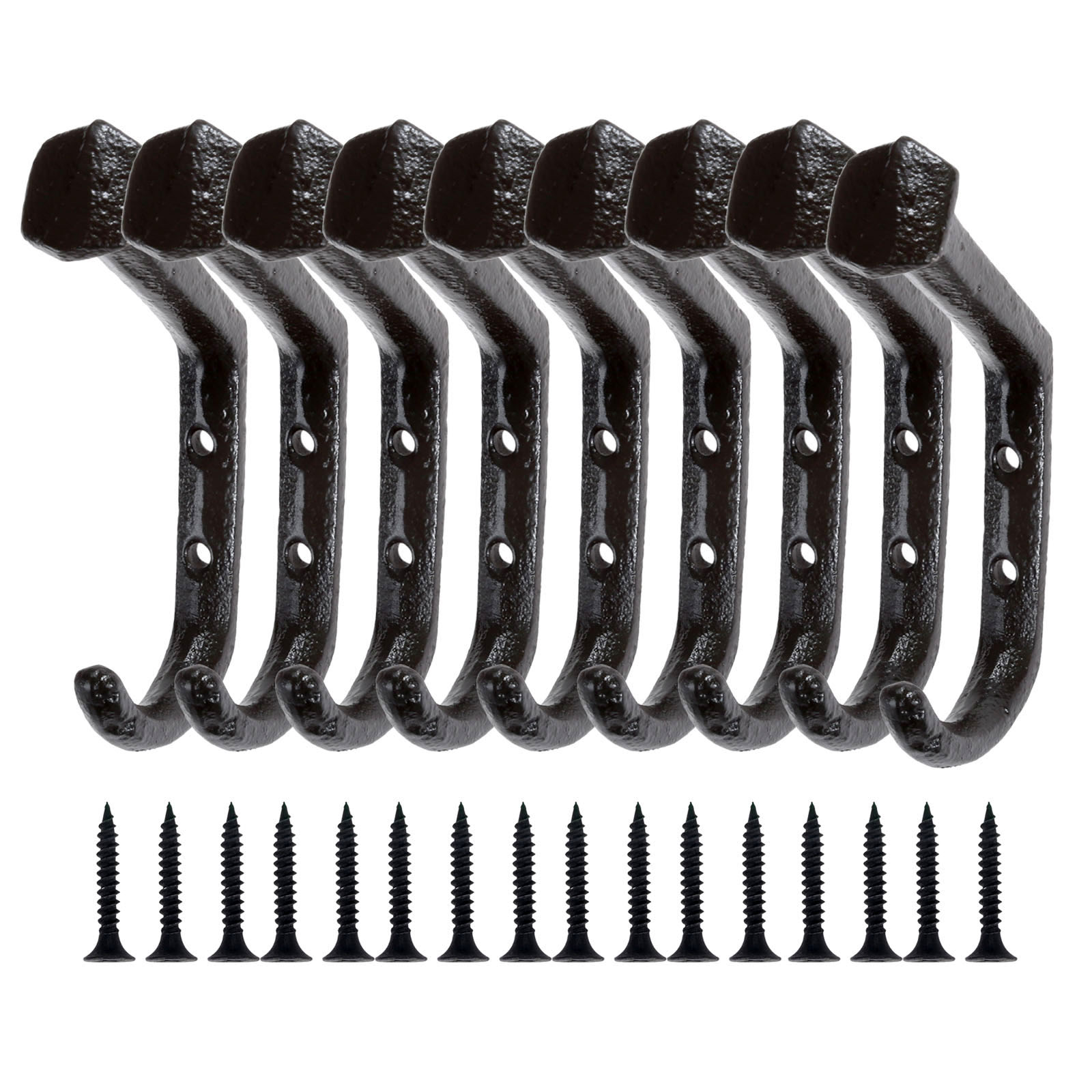 Ganchos grandes de hierro fundido para colgar ropa, abrigo, sombrero, bolsa, toalla, colgador de pared para baño, 4/6/8/10 Uds.: 8pcs