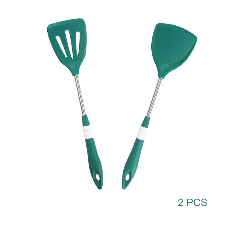 Silicone Spatula Set Cooking Utensil Heat-Resistant Stainless Steel Core Eggs Pancakes Non-stick Cookware Kitchen Gadget: 2 PCS A