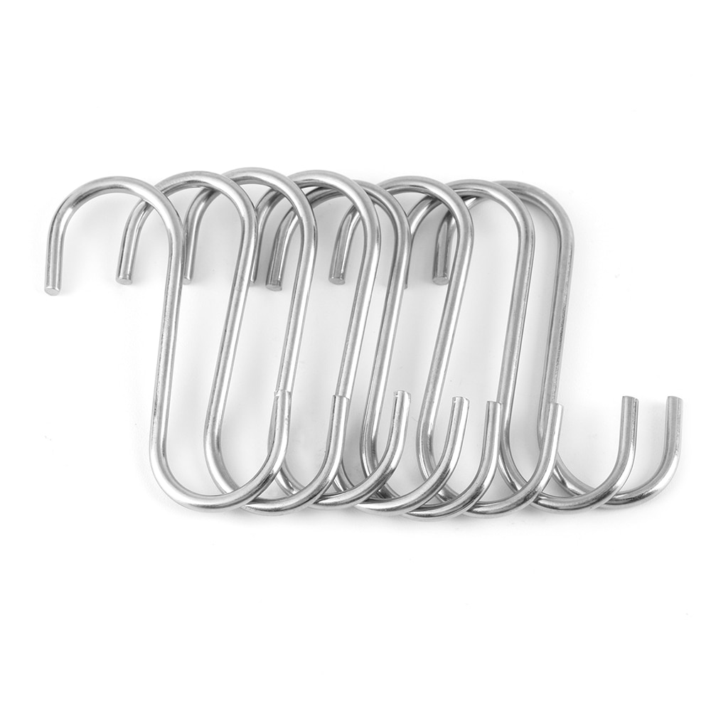 5PC S Shaped Stainless Steel Hook Kitchen Household Hanger Storage Holders Organizer Hooks Rails Home Kitchen Organizer