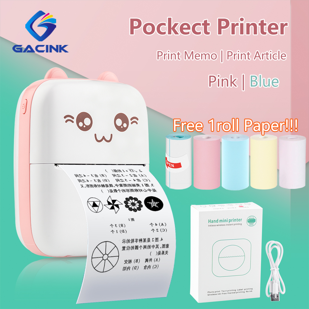 Portable Thermal Printer Paper Photo Pocket Cat Thermal Printer 57mm Printing Wireless Bluetooth Android IOS Printers For Child