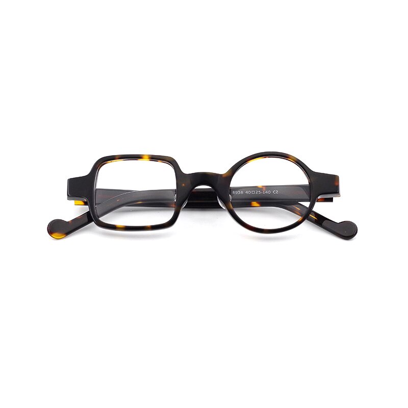 Montura de anteojos cuadrada redonda y pequeña, lentes de acetato con borde completo, transparentes, Estilo Vintage: Tortoise