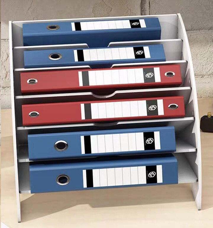 PVC A4 File Sorter Organizer 6 Compartment Desktop Fan-Shaped Mail Letter Document Magazine Holder Rack Assembly White
