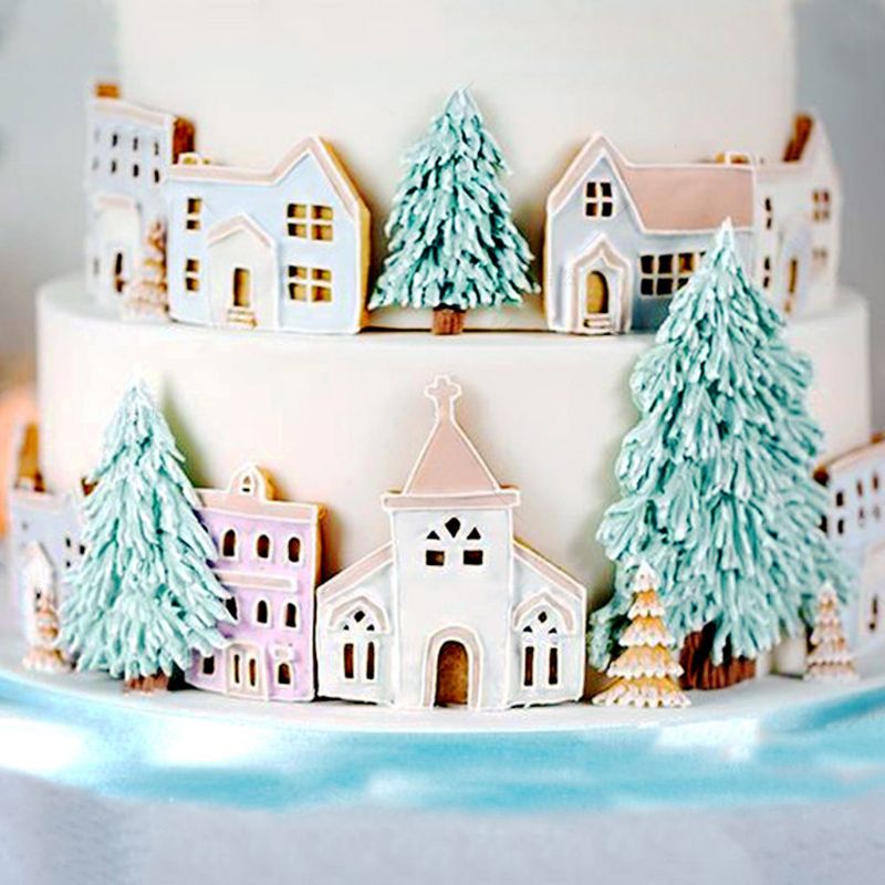 3D Kerst Huis Siliconen Mal Fondant Taart Decoreren Gereedschappen Chocolade Gips Sugarcraft Bakvorm