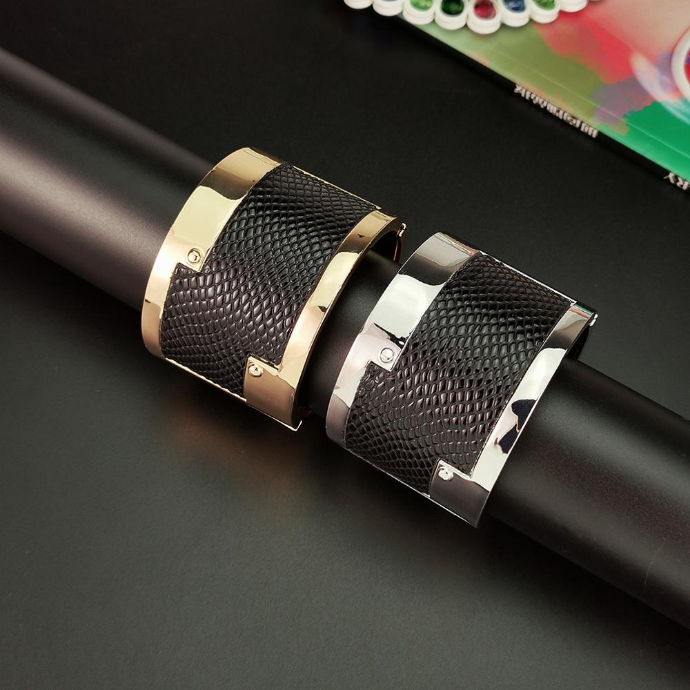 Bredt, stort legeret armbånd armbånd punk læder chunky armbånd til kvinder statement kvindelige fest smykker ukmoc