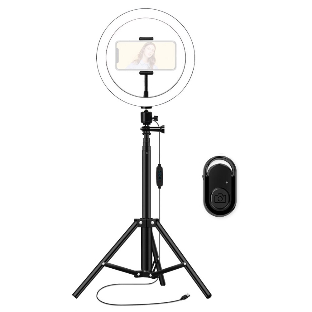 10 inch LED Selfie Ring Light USB Dimmable Phone Ring Lamp with Tripod Stand for Makeup Live Studio