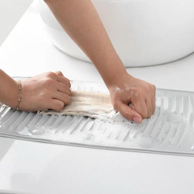 Portable Grey Silicone Washboard Laundry Tool Household Washboard Mat Board Laundry Anti-slip Washing Folding Z4T5