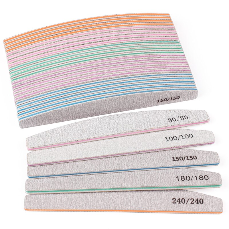 5pz/10pz lime per unghie colorate per barche in carta vetrata 80/100/150/180/240 tampone di carta vetrata grigia smeriglio bordo manicure accessori per unghie