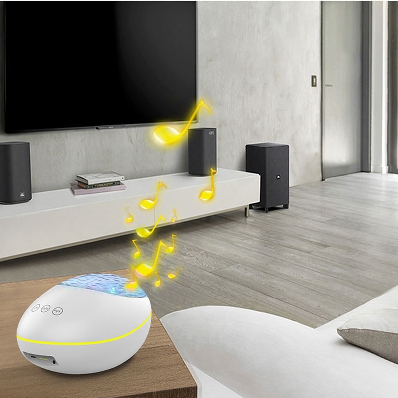 Sterrenprojector, galaxy projector oceaan golf plafond nachtlampje, veranderende muziekspeler dakraam projector, wit