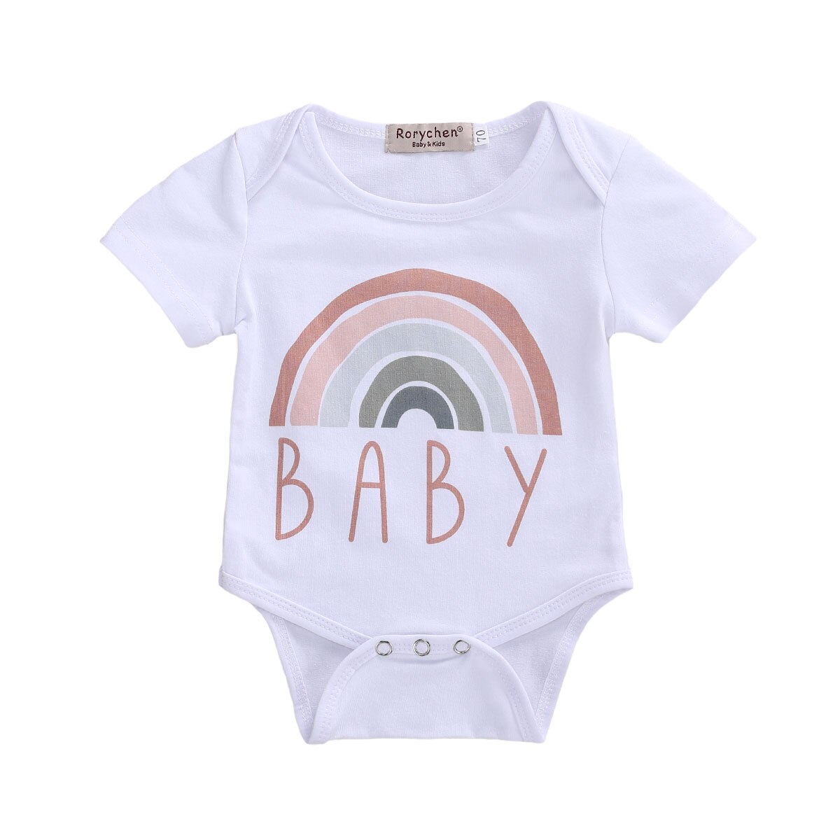 Citgeett Sommer 0-18M Neugeborenen Jungen Mädchen Baumwolle Karosserie Regenbogen gestreift drucken Kurzarm Gesamt Gesamt Outfit: B / 6m