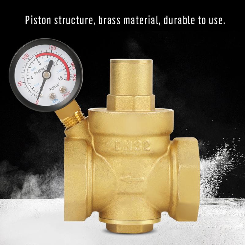 Pressure Regulator Valve BSP Brass Water Pressure Reducing Maintaining Valve DN32 Regulator Adjustable Relief Valve Gauge