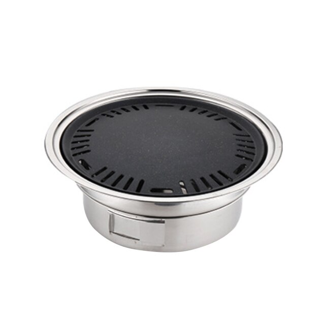 Parrilla de barbacoa de carbón coreana, bandeja antiadherente de acero inoxidable, estufa de carbón portátil para barbacoa de Camping al aire libre: Oven and bakeware