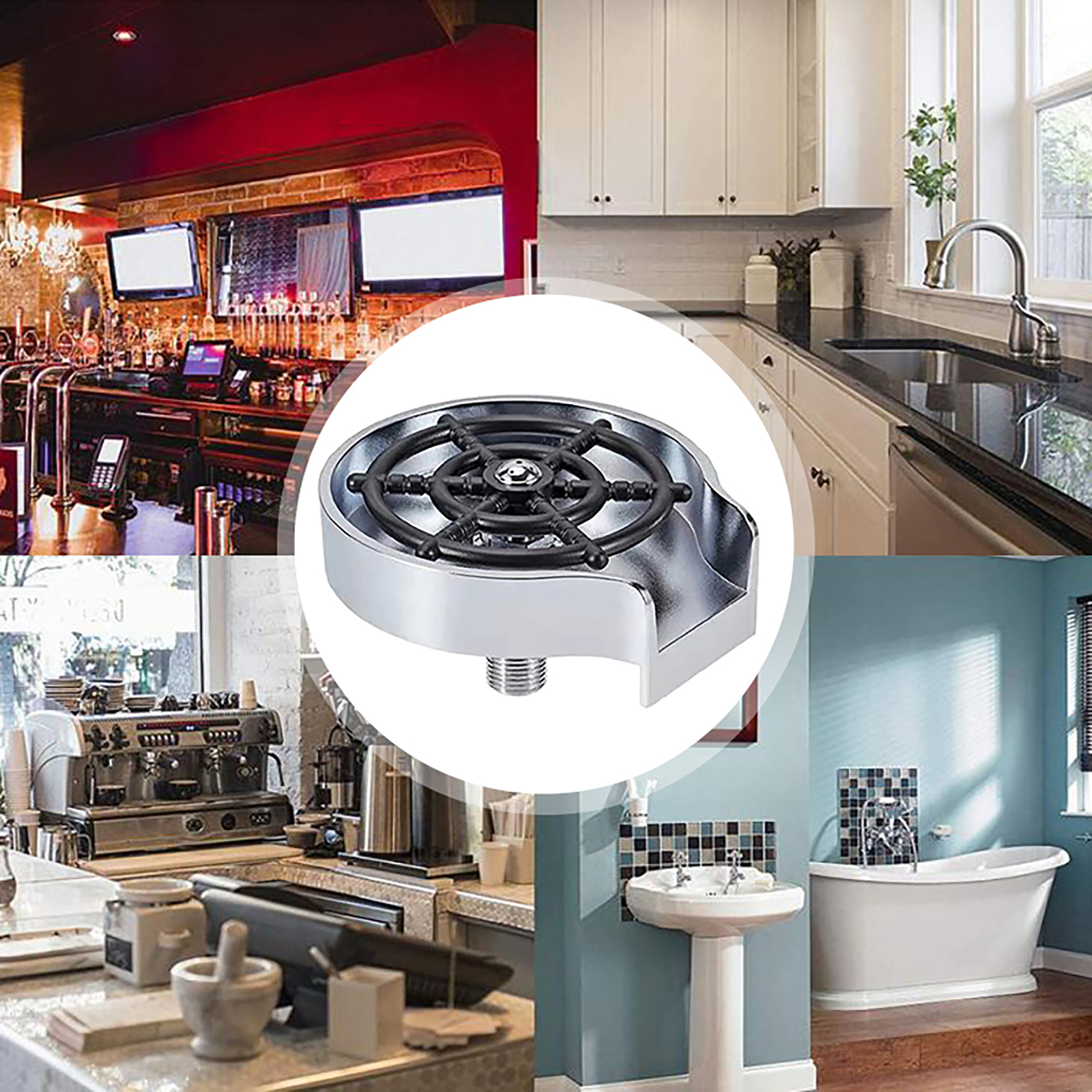 Practical Faucet Glass Rinser Automatic Cup Washer Kitchen Sink Milk Tea Beer Coffee Pitcher Cleaning Gadget