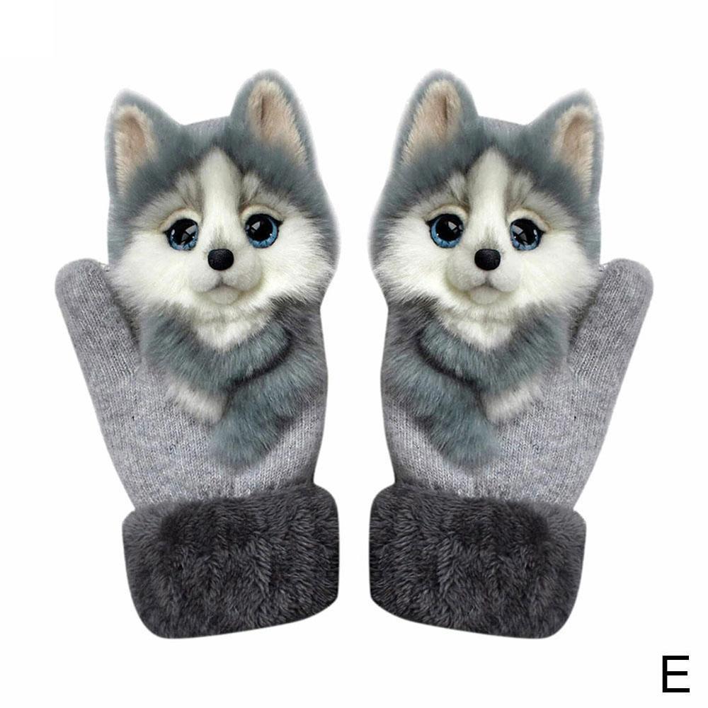 Animal Cat Dog Panda Racoon Kid Winter Warm Soft Princess Girl Mittens Full Long Gloves Fingers Cute L3E8: E