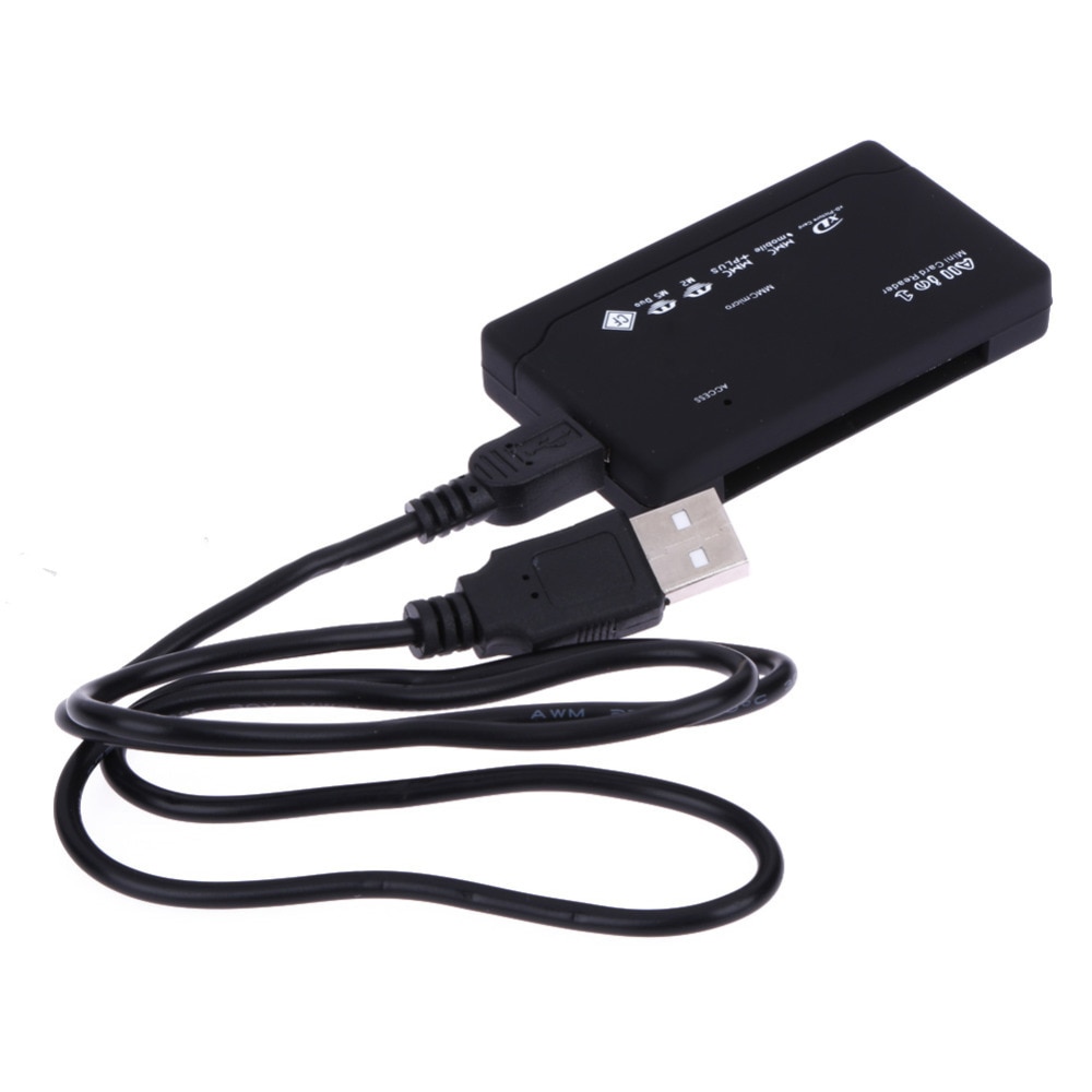 Black All in One Memory Card Reader USB External Cardreader SD SDHC Mini Micro M2 MMC XD CF Reader for MP3, Digital camera