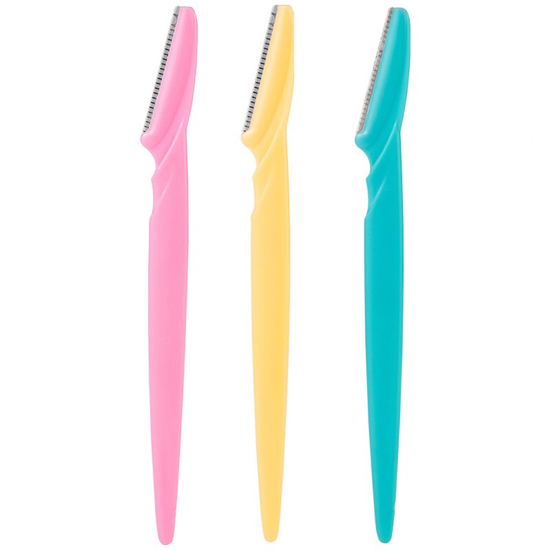 3 Stks/set Wenkbrauw Trimmer Eye Brow Haar Remover Facial Razor Wenkbrauwen Blades Scheerapparaat Scherpe Draagbare Set Vrouwen Beauty Make-Up Tool kit: Silver