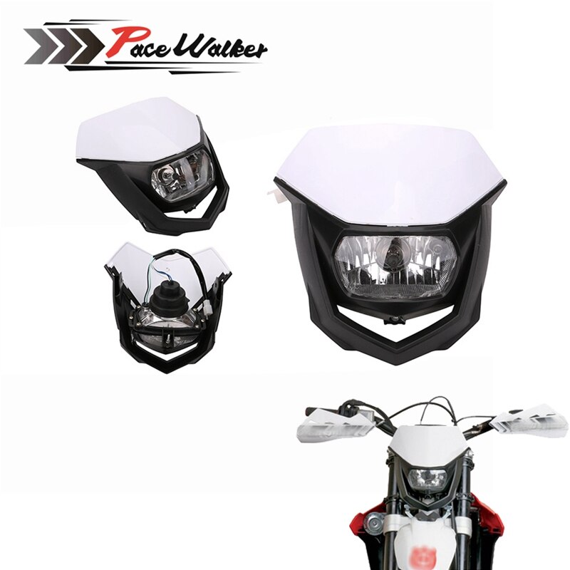 Universele Motorcycle H4 Koplamp Wit Zwart Enduro Hoofd Licht