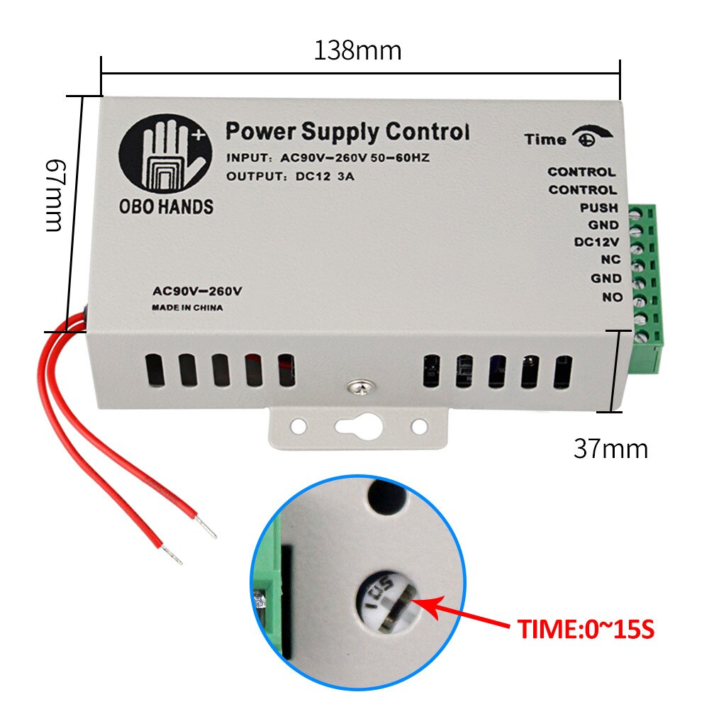Full Waterproof Outdoor Access Control Kit Set RFID Metal Keyboard + DC12V Power Supply Controller + 10pcs 125KHz RFID Keyfobs