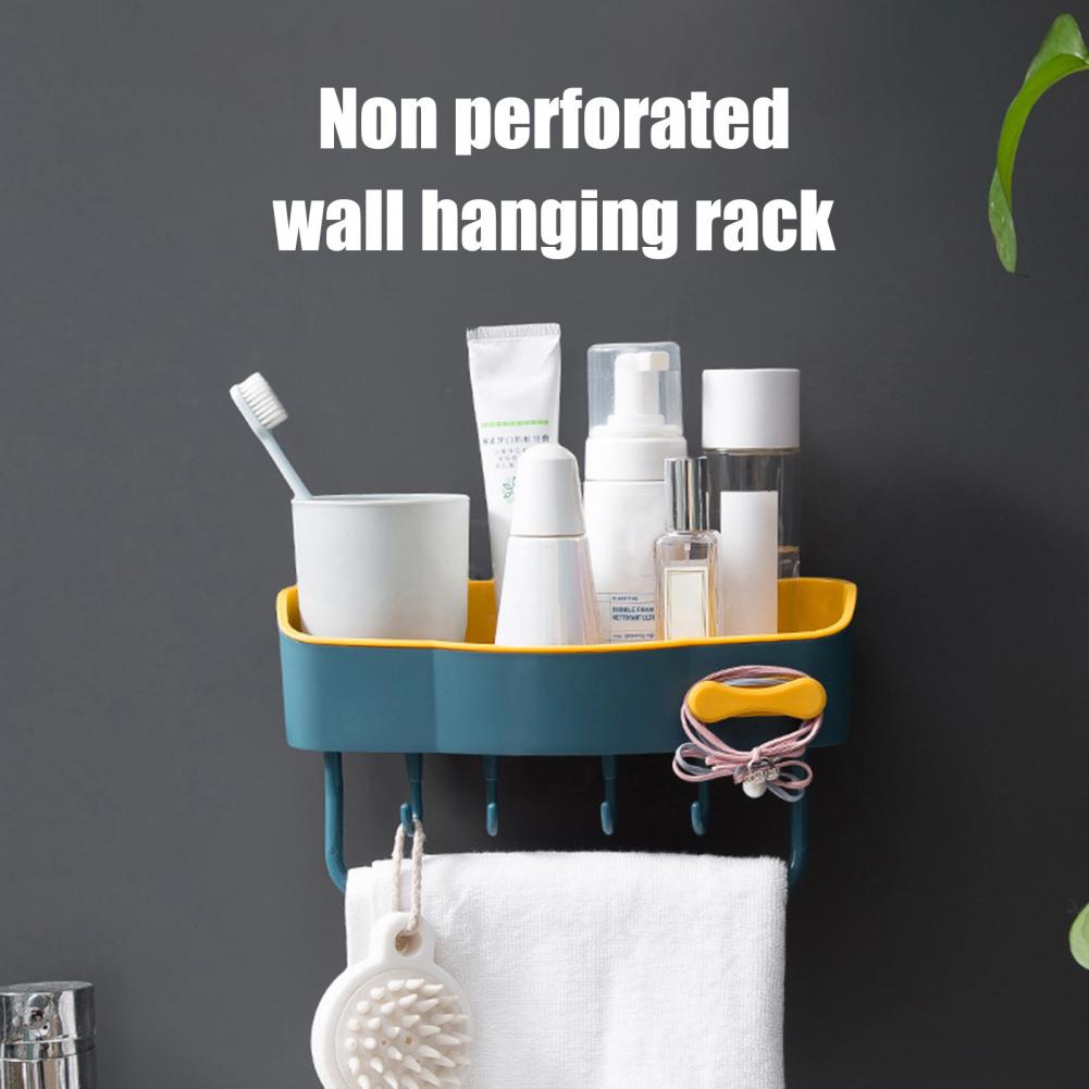 Shower Caddy Rounded Edge Space Saver Removable Hook Traceless Tray Bathroom Organizer Bathroom Shelf for Dorm