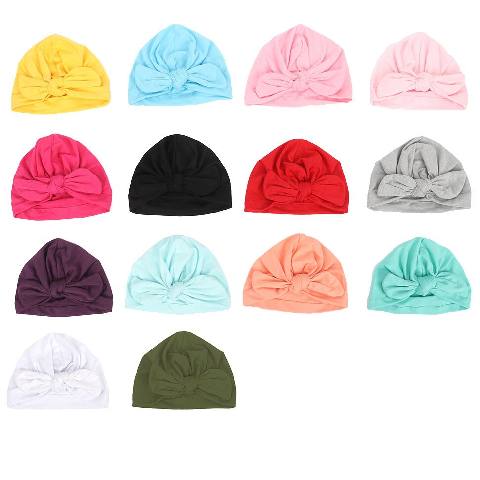 1 pièces Bebe filles garçons doux arcs Turban lapin oreille noeud casquette bonnet chapeau musulman inde chapeau bohème bowknot turbans Cap
