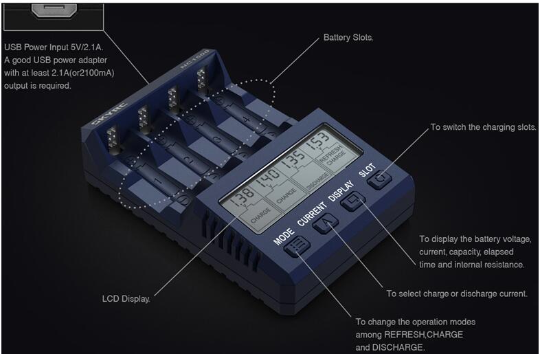 Originele Skyrc NC1500 Aa/Aaa Batterij Smart Intelligente 4 Slots Lcd Display Snel Opladen Lader Nimh Batterijen Ontlading