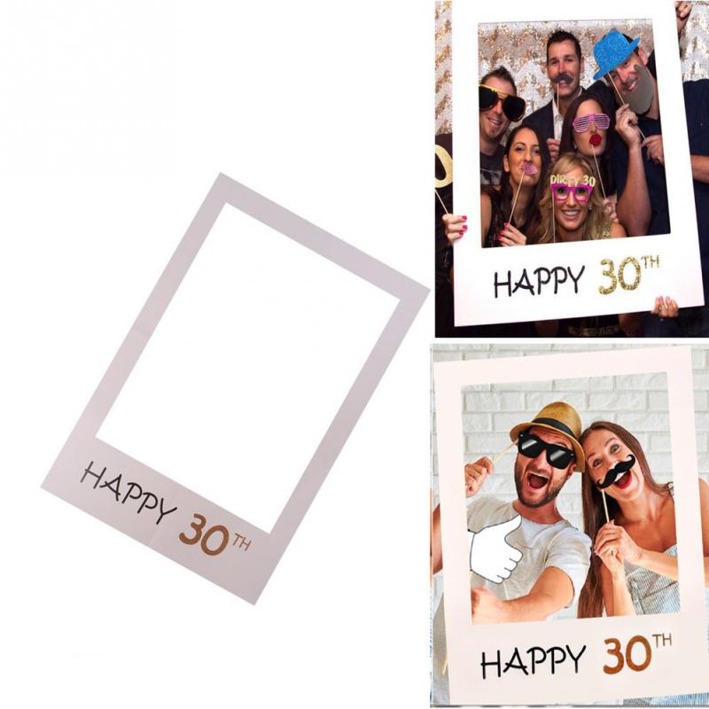 Happy 1/16/18/30/35/40/50/60th Photo Booth Frame Happy Birthday Photobooth Props Baby 1st Birthday Party Decoration Photo Booth