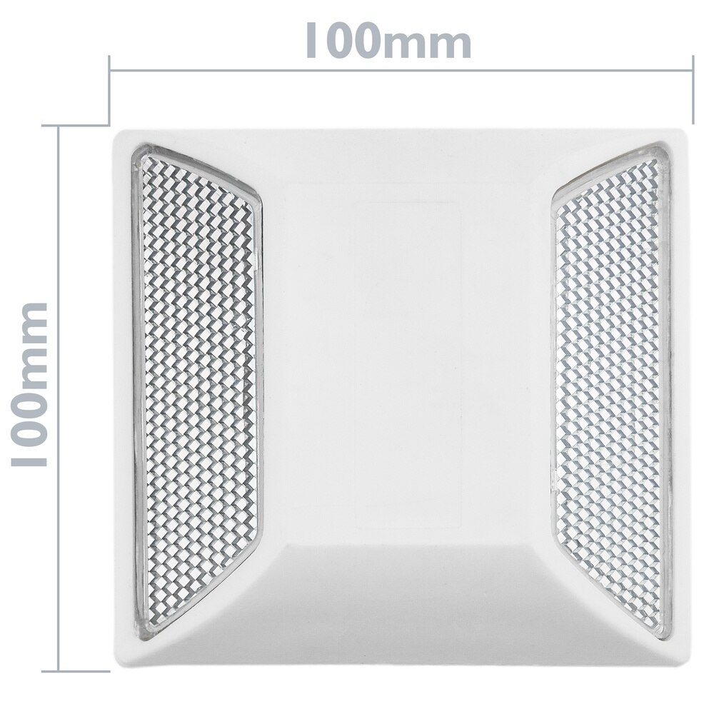 PrimeMatik - Reflector de carretera de 100 x 100 mm. Captafaros para suelo de plástico blanco