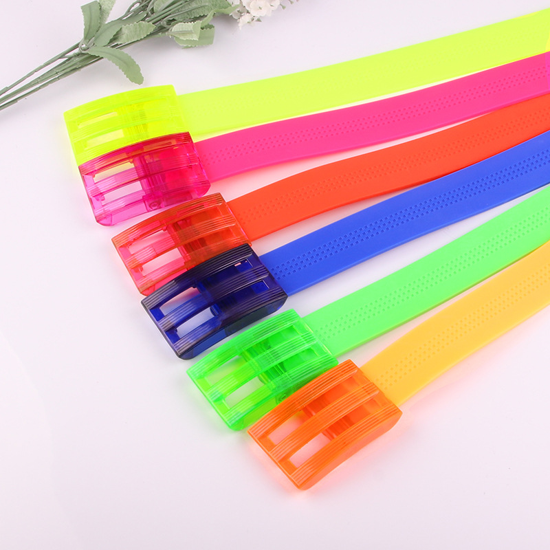 Ceinture en Silicone pour hommes et femmes, taille ajustable, boucle en plastique parfumée, couleurs bonbons, ceinture en caoutchouc, Style coréen
