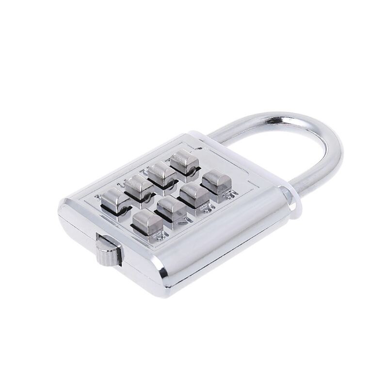 4 Digit Push Button Combination Number Luggage Travel Code Lock Padlock Silver