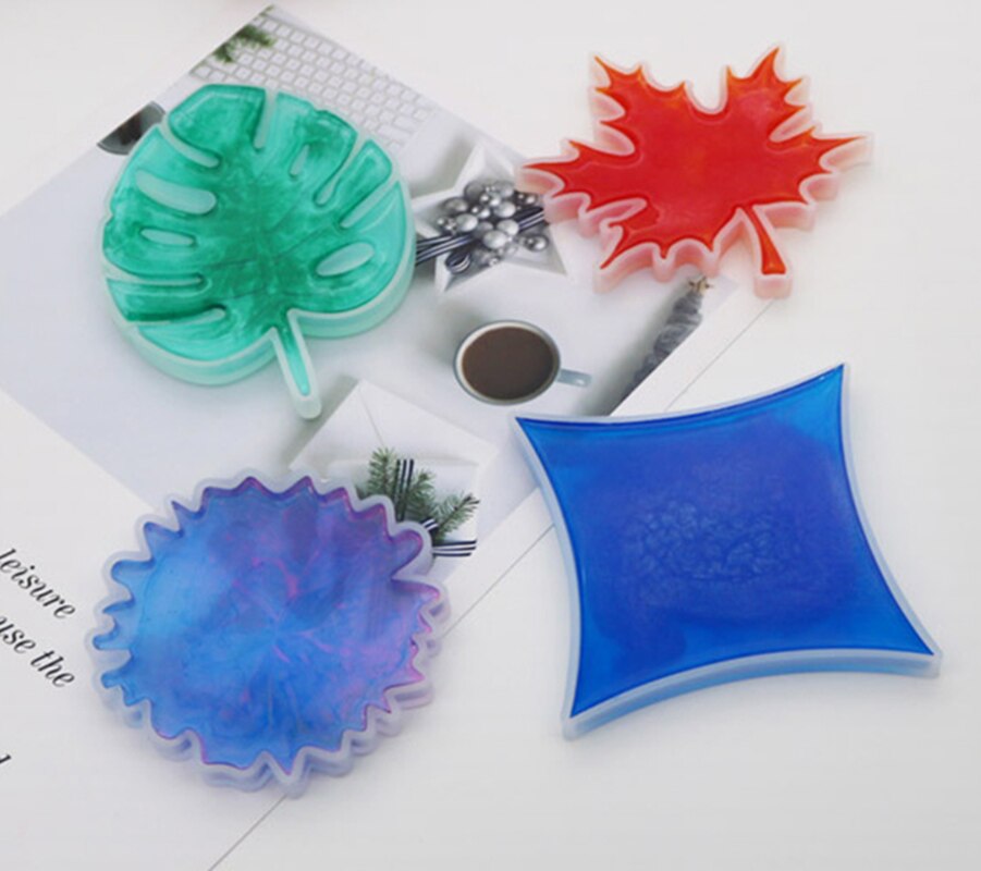 Diy Siliconen Mallen Cup Pad Water Cup Mat Houder Epoxyhars Ambachten Onderzetters Mallen Handgemaakte Gereedschap 4 Patronen Optionele