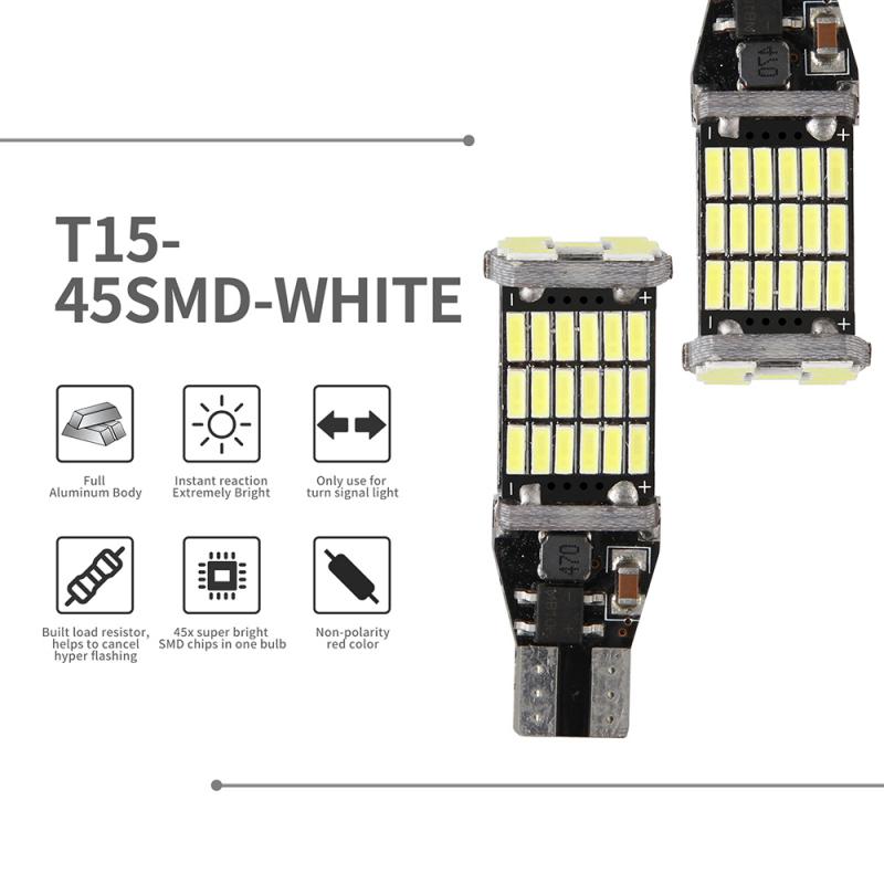 T15 W6W 921 45SMD Led Auto Auto Reverse Licht Canbus Omkeren Verlichting Terug Up Lamp Super Heldere Tail Lamp Wit 12V