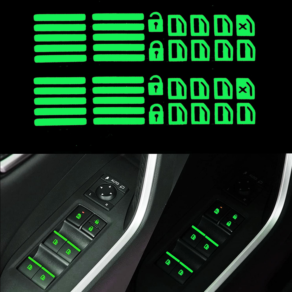 Auto Fenster Geschmack Leuchtende Aufkleber Auto Stil Leuchtende Aufkleber Fensterheber Schalter Nacht Fluoreszierende Aufkleber Auto Innen Aufkleber: grau