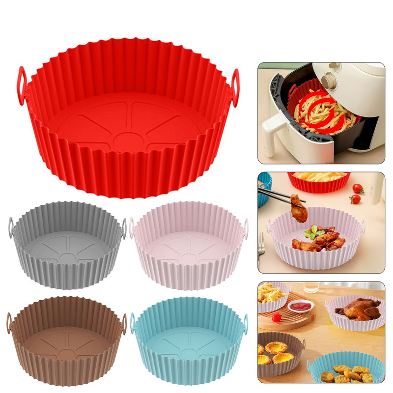 Revestimientos de silicona para freidora de aire, cesta, contenedor reutilizable, accesorios, bandeja para horno, Pizza, pollo frito, molde Protector para hornear, herramienta de cocina