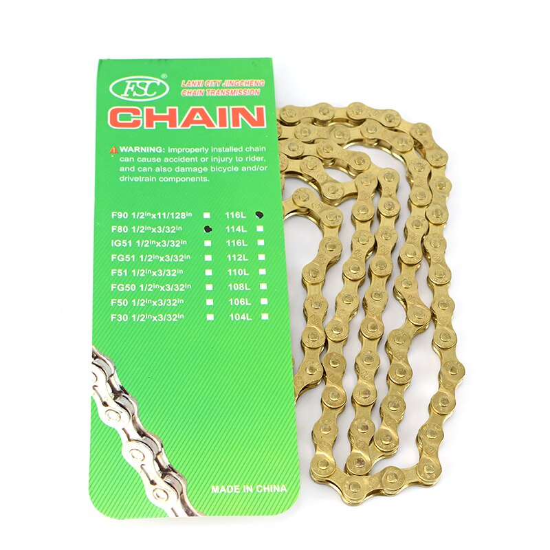 F80 Bicycle Chain Gold 8 Speed 116L Bike Chain 24 Speed Solid Paltes Mountain Road Bike Chains 8S Ultralight 309g Boxed