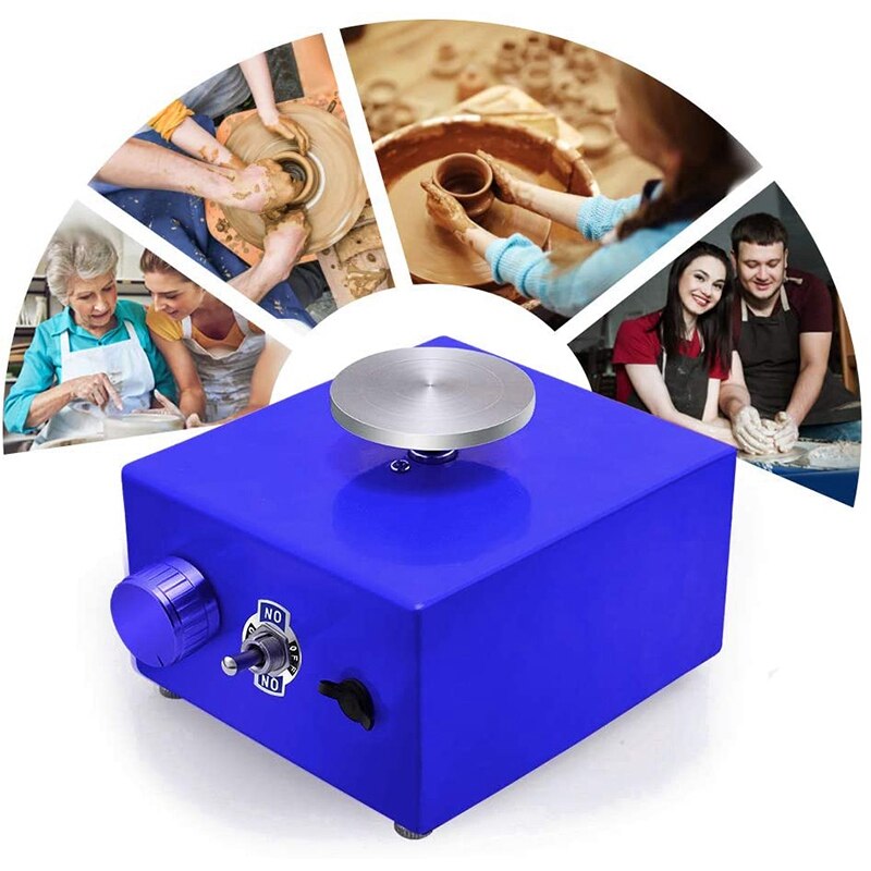 Pottery Wheel Machine Metallic Turntable Adjustable Speed Ceramics Making Machine with DIY Clay Tools,US Plug