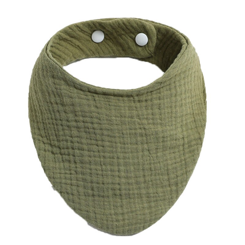 Baby Bibs Infant Soft Cotton Bib Newborn Solid Color Stripe Snap Button Triangle Saliva Towel Boy Girls Feeding Drool Burp Cloth: Green