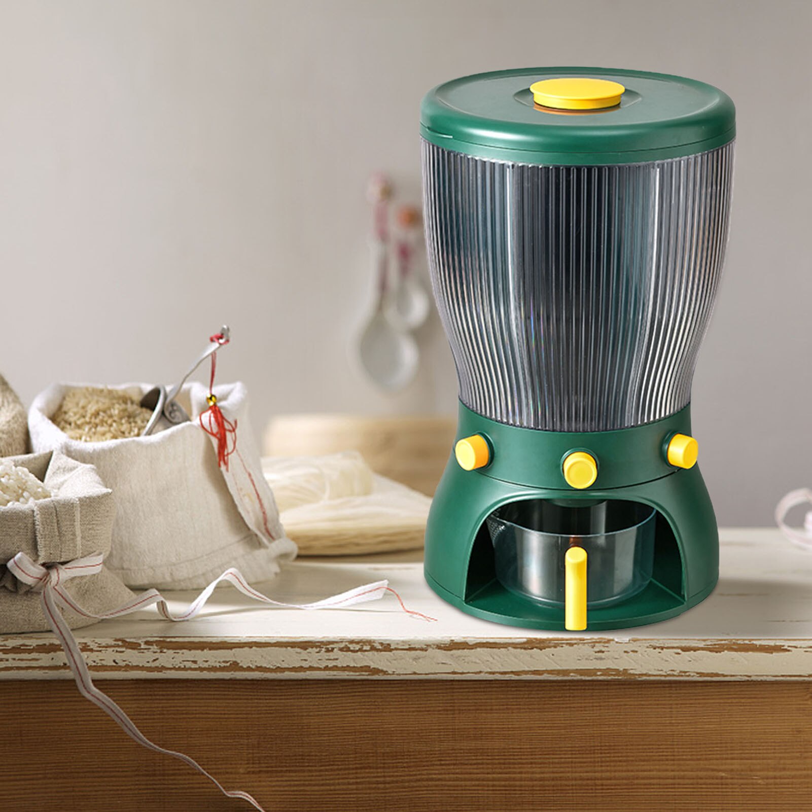 Rotating Food Storage Box Moisture Insect Proof Grain Organizer Multi-Function Kitchen Tools Container Desktop Case