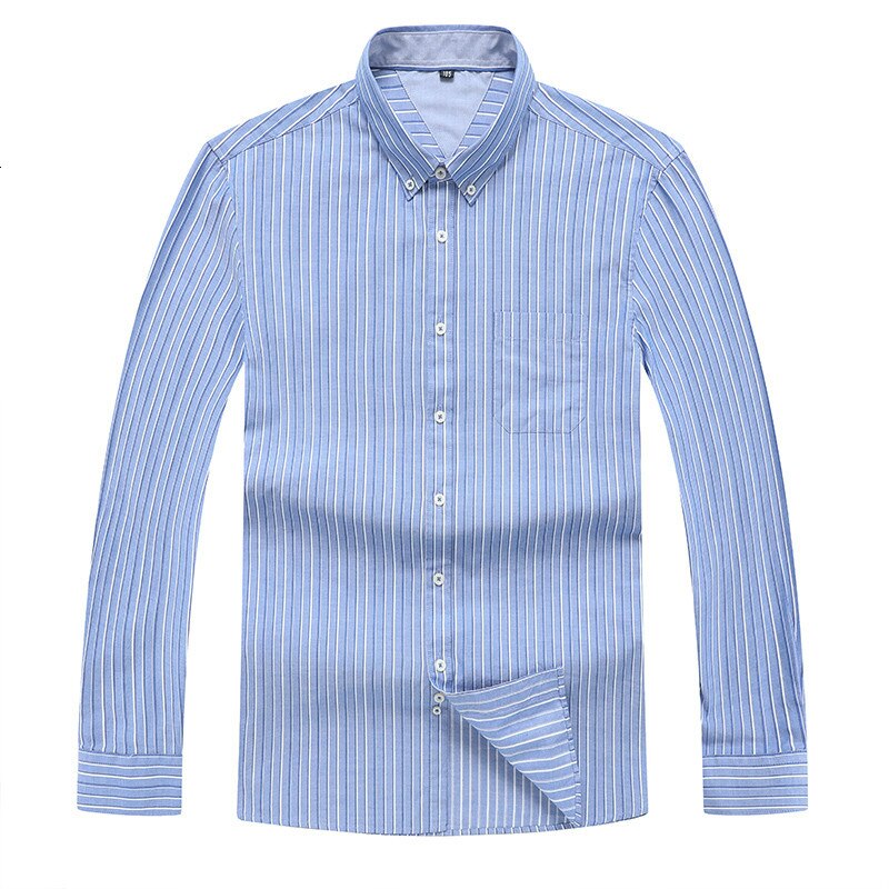 8XL 7XL Mens Long Sleeve Solid Oxford Dress Shirt with Left Chest Pocket High Male Casual Regular-fit Tops Button Shirt: blue / 5XL