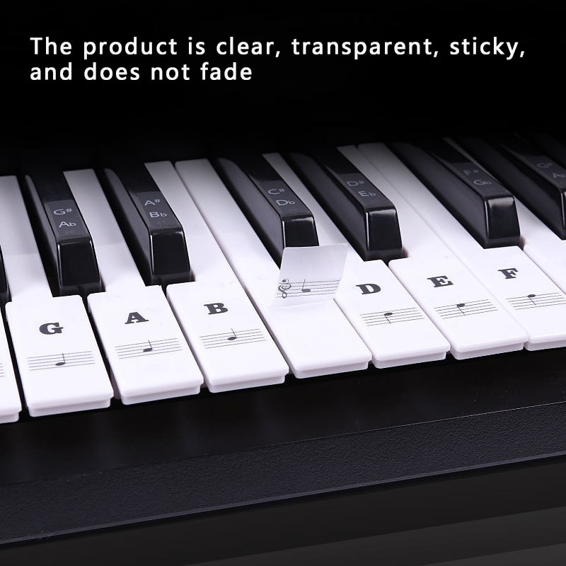 54/6188 Key Piano Stave Elektronische Toetsenbord Note Sticker voor Witte Toetsen Piano Sticker Transparant PVC Sticker Piano Toetsenbord