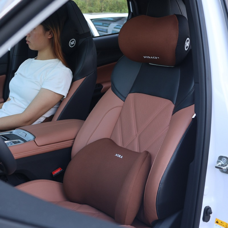 Juego de cojines de asiento de espuma viscoelástica para coche, reposacabezas y soporte de almohada Lumbar para comodidad de conducción, accesorios de cojín para el cuello trasero del coche