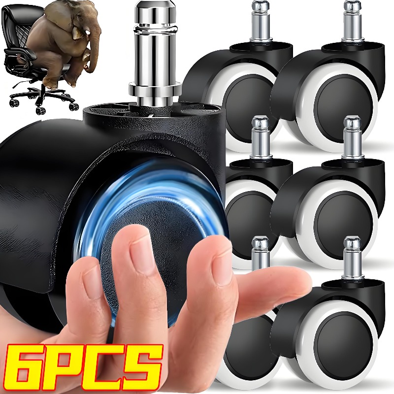 Ruedas giratorias de escritorio de repuesto, ruedas suaves y silenciosas para silla, ruedas para silla de oficina y juegos, ruedas de goma giratorias de alta resistencia
