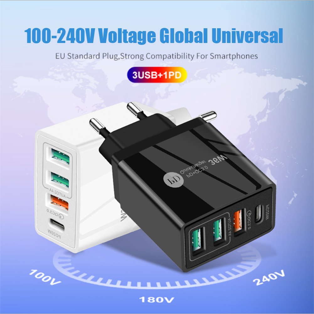 4 porty 36W ładowarka do telefonu komórkowego 2.4A PD 20W szybkie ładowanie 3.0 USB typ C ładowarka ścienna do iPhone 13 12 11 Xiaomi Samsung