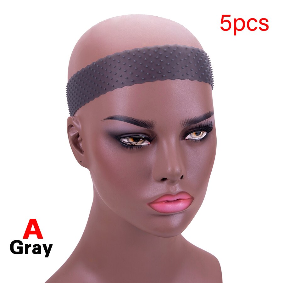 Alileader Silicone bande pour perruque gris rose blanc perruque Silicone bande pour l'usure perruques Transparent Silicone perruque bandeau: 5 pcs gray