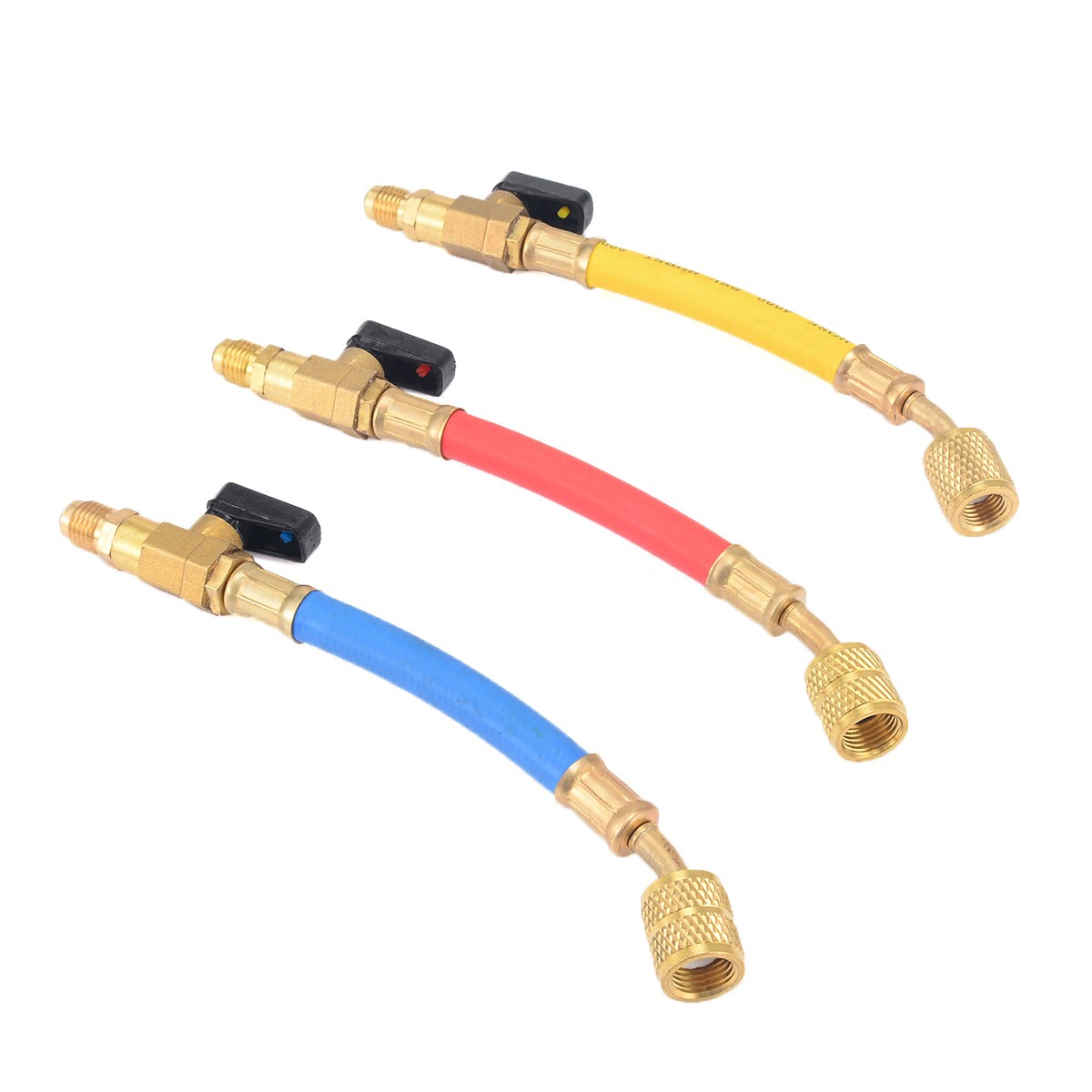 Mangueras de carga para refrigeración por aire acondicionado R134a R410a, Set de mangueras de carga SAE hembra de 19cm y 1/4 ", 3 uds.