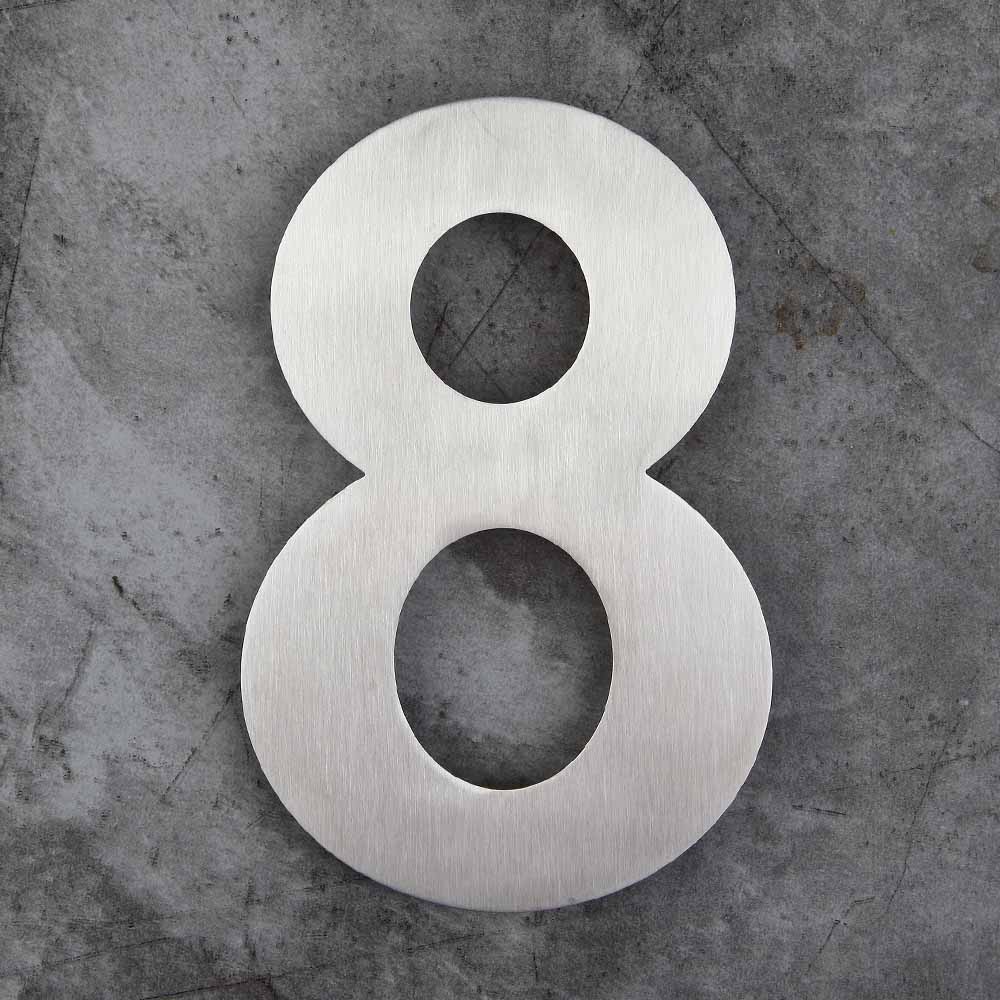 10 Inch Extra Large Floating House Numbers Door Sign Mounted, Stainless Steel 18-8 Brushed Nickel: Number 8
