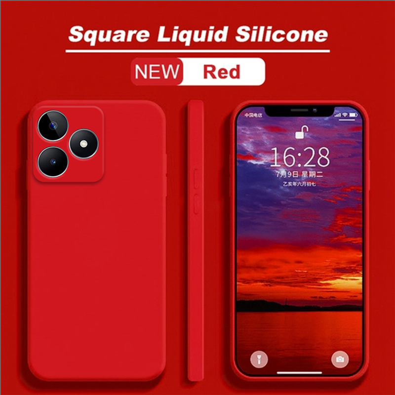 Para Realme C53 funda protectora de goma de silicona líquida funda de teléfono para Realme C53 funda para Realme C53 C55 C35 C51: aluminio / Rosa